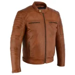 Blouson cuir moto marron