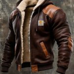 Veste Homme Vintage en Daim et Cuir avec Capuche | Veste Chaude d'Hiver Style Rétro Marron / S