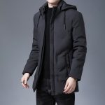 Parka Homme veste chaude d'hiver et épaisse avec capuche coupe vent Top qualité style décontracté manteau coupe vent Gray / L
