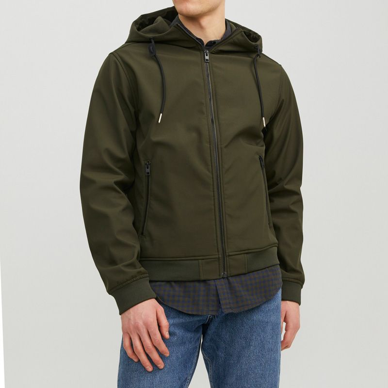 veste-homme-mi-saison-462mwu-1.jpg Veste mi saison mate zippée à capuche Homme JACK & JONES à prix – Image 1