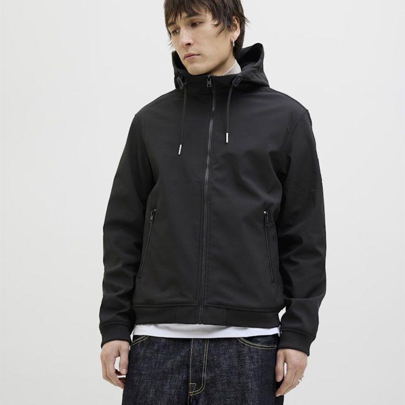 veste-mi-saison-homme-380rvp-1.jpg Veste mi saison mate zippée à capuche Homme JACK & JONES à prix – Image 1