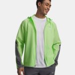 Velociti Storm Hooded Veste running Hommes vert fluo, gris foncé | Tennis Point