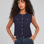 VESTE SANS MANCHES ZELIA marine S