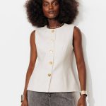 Veste sans manches Femme Ecru