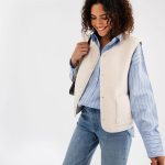 Veste sans manches en maille sherpa femme ecru | GEMO