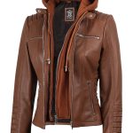 Veste En Cuir À Capuche Collection Femme Angel Jackets