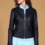 Veste cuir femme veste cuir bleu femme veste cuir Clear | D'Arienzo