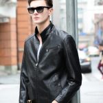 Blouson Cuir Homme avec Col Haut Poches Zippées Simili