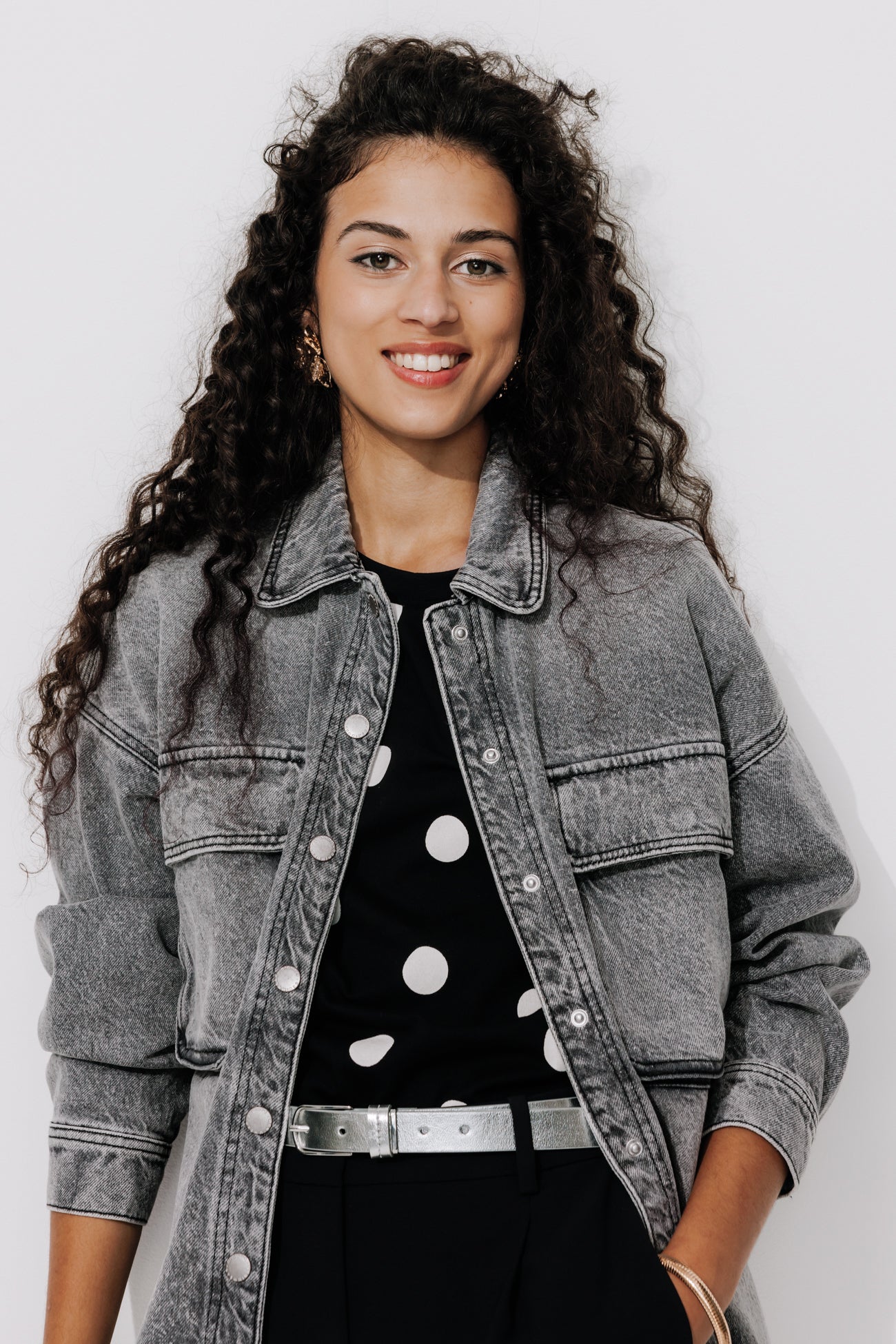 Veste en jean oversize Femme Jean noir – Image 1