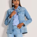Veste en jean longue avec ceinture à nouer sur bleu/denim | MADELEINE Vetement