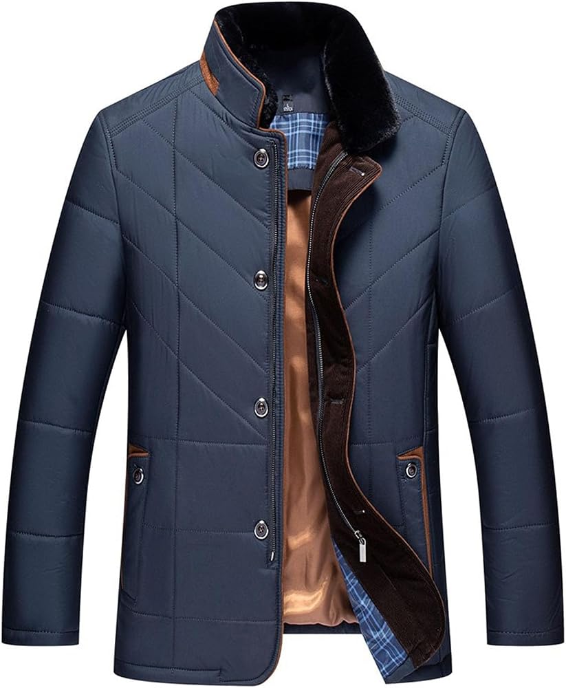 vestes-homme-hiver-057ztj-1.jpg Manteau Homme Hiver Chaud Veste Cuir Homme Vintage Slim Fit Business Couleur Unie Manche Longue Blousons Coat Hiver Jacke et Personnes Âgées Mode ... – Image 1